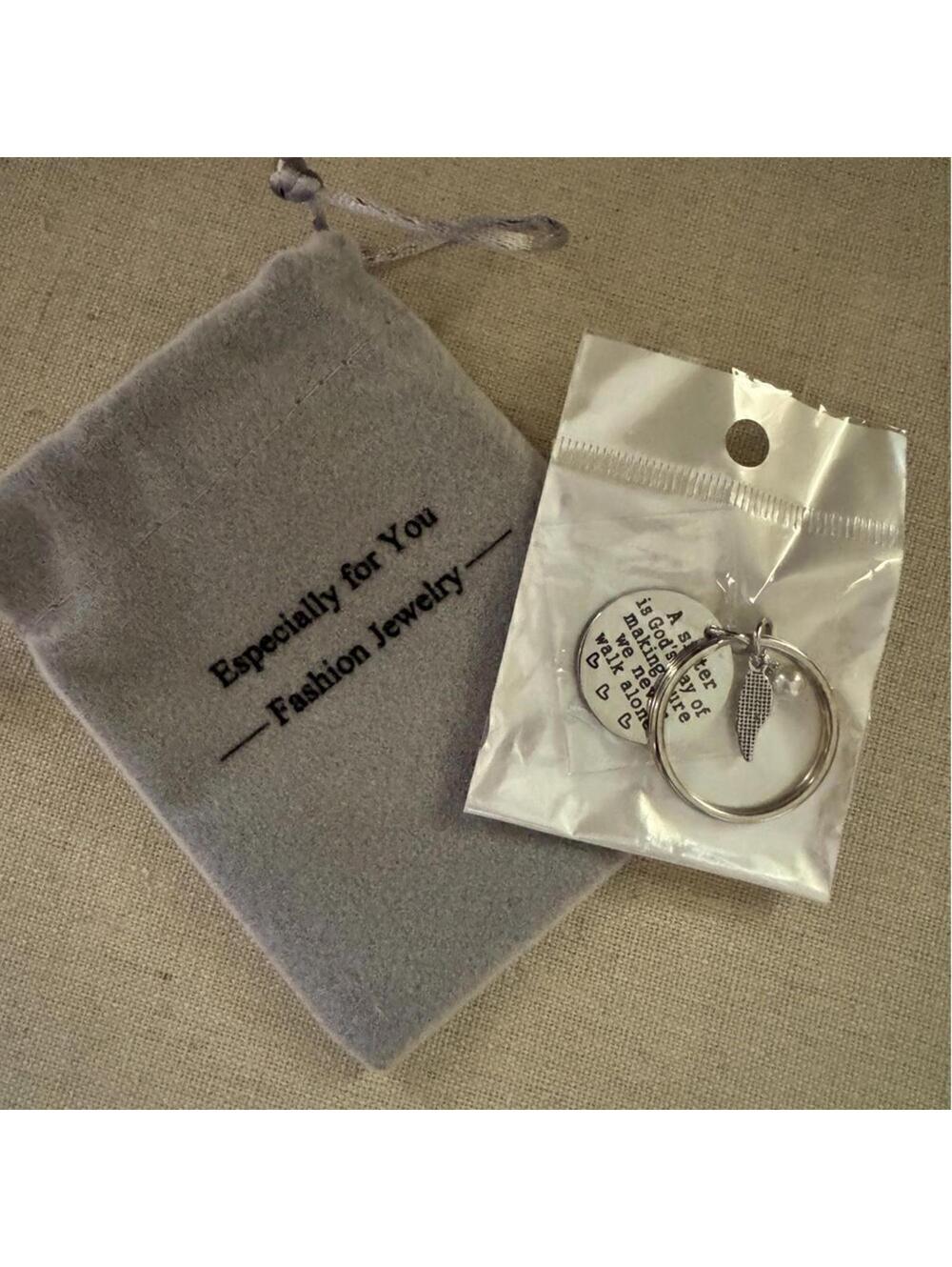 Retro Stainless steel round disc sister charm with pearl and angel wing NWT